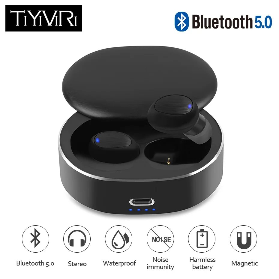 

B20 Bluetooth 5.0 TWS Wireless Earphone Stereo Headsets Touch Control Waterproof Mini Earbuds with Charging Box 80 mAh Earplugs