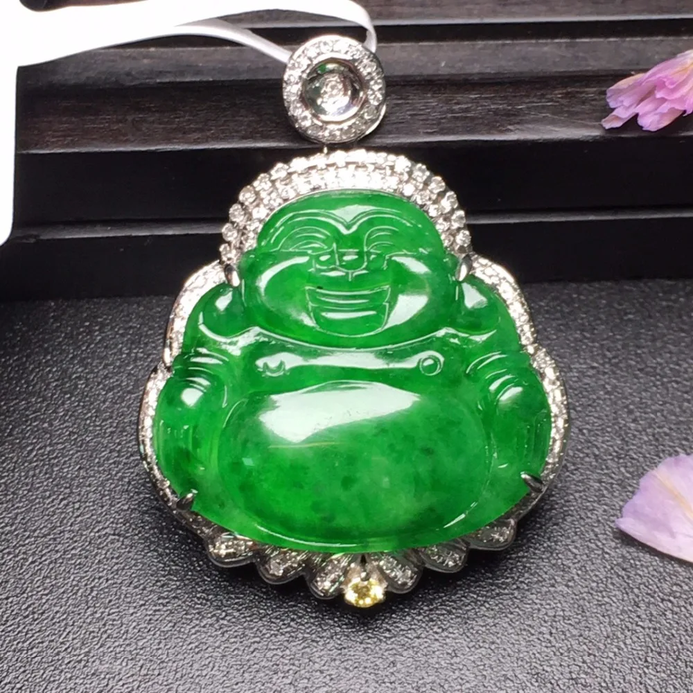 

420 Fine Jewelry Real Pure 18 K Gold Jewelry 100% Natural Burmes Jadite Green Myanmer origin Jade Pendant Neckalces for Women