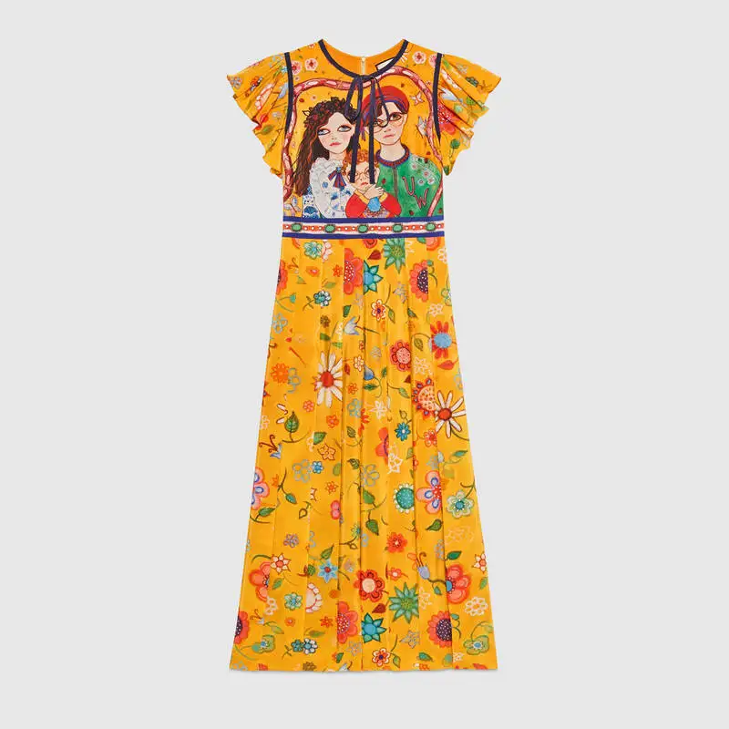Платье для подиума женское длинное летнее платье шифоновое платье для девочки с цветочным принтом с героями мультфильмов Vestidos Плайя Верано Boho Jurken Robe Ete Femme