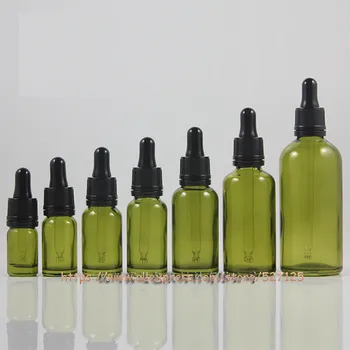 

5ml 10ml 15ml 20ml 30ml 50ml 100ml olive green bottle with theftproof dropper lid,perfume/liquid/essential oil glass container