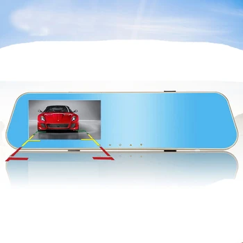 

4.3-Inch HD Vehicle Traveling Data Recorder Car dvr Double Recording Cycle Video Rearview Mirror Recorder Drop shipping