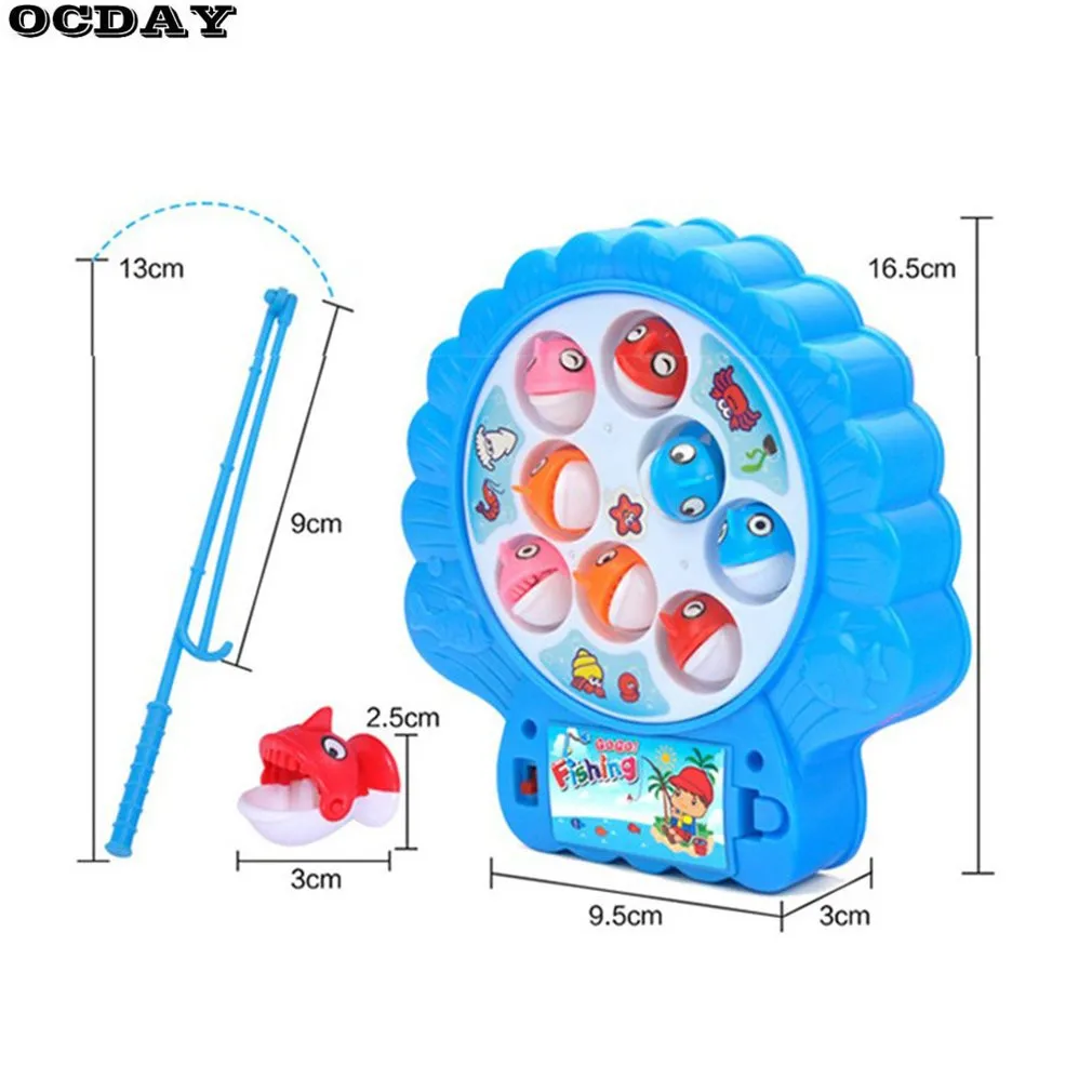 Детские электронные магнитные рыболовные игрушки, набор музыкальных вращающихся рыболовных игр, спортивные игрушки для улицы, двухслойная Форма раковины, рыболовная игрушка