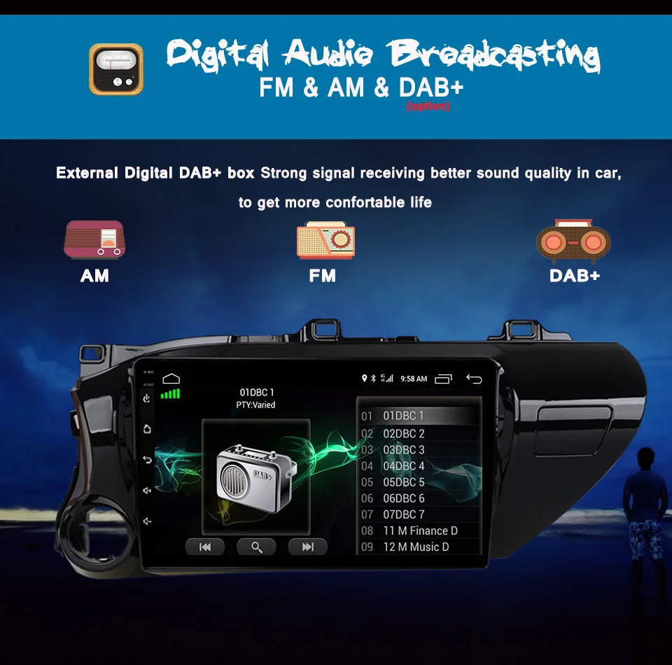 Flash Deal Octa core Android 9.0 Auto Car DVD video Player radio audio stereo music tape gps glonass for Toyota Hilux 2016+ rds dab mirror 15