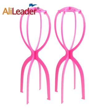 

55 Cm Tall Foam Wig Stands Tripod Plastic Wig Hair Hat Cap Stying Holders Stand For Long Wigs Display Drying Black Pink