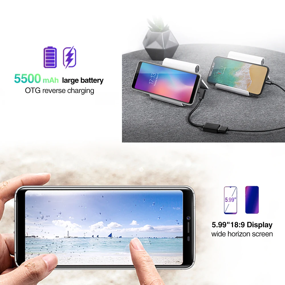  Allcall S5500 5500mAh 3G Smartphone 18:9 5.99 Inch Android 8.1 MTK6580M Quad Core 2GB RAM 16GB ROM 