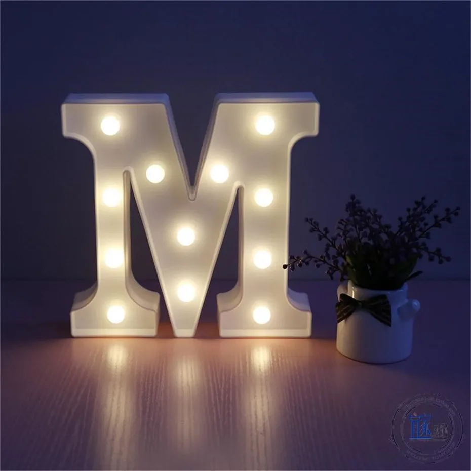 26 Алфавит светодиодный фонарь с буквами, украшение дома, теплый белый свет, знак с буквами Marquee для свадьбы, дня рождения, вечерние, на батарейках
