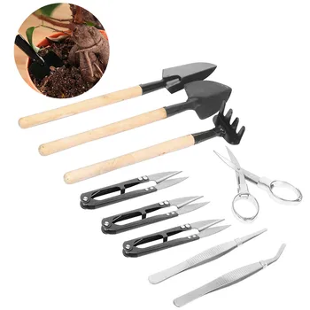 

Behogar 9PCS Garden Hand Tool Kit Set with Shovel Spade Rake Tweezers Scissors for Bonsai Flower Pot Succulents Potted Plants