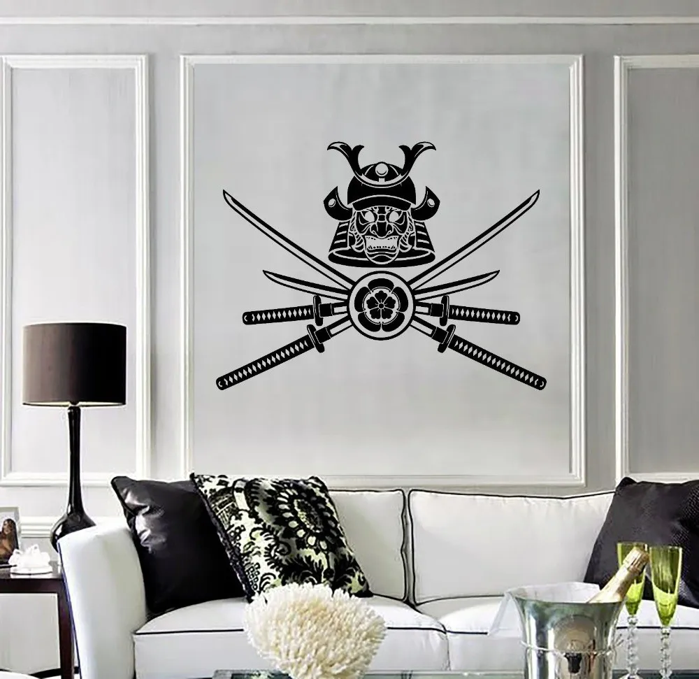 Removable-Home-Vinyl-Decal-Samurai-Warrior-Japanese-Mask-Wall-Stickers-Art-Living-Room-Cut-Wall-Paper (1)