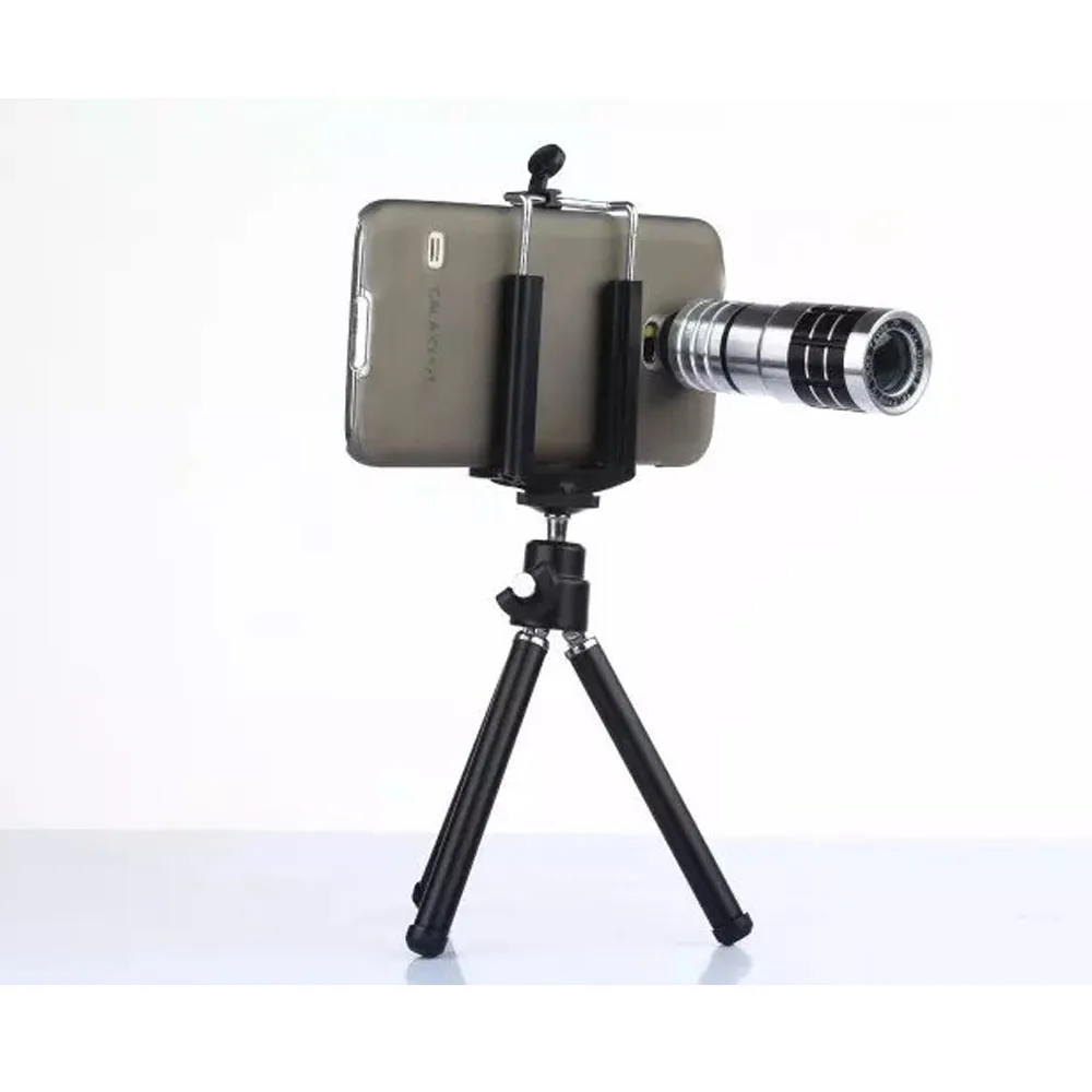 

Super Metal Portable Clip 20mm 12X Zoom Telephoto Lens Mobile Phone Camera Kit with Tripod and Phone Case for Samsung Galaxy S5