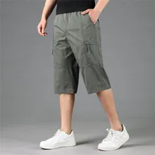 Лето Длинные мужские шорты Карго наколенный карман повседневные хлопковые бермуды с эластичной резинкой на талии мужские капри в стиле милитари Breeche Army