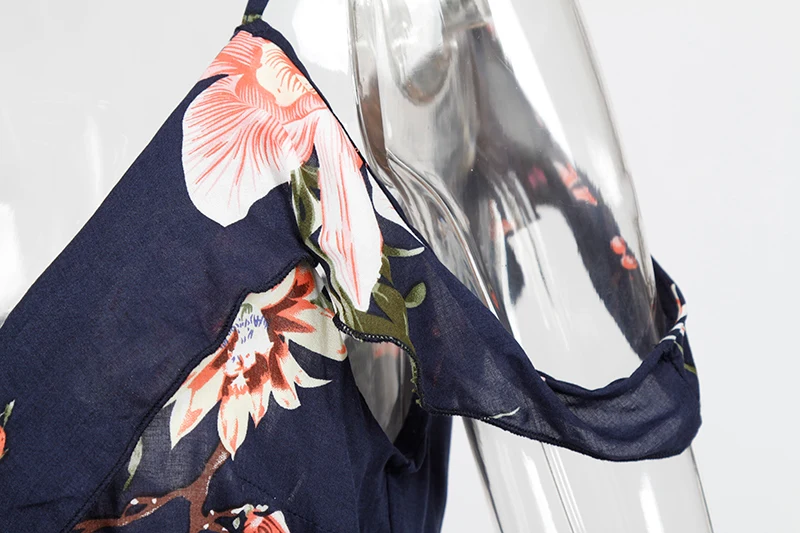 BONGOR LUSS Vintage Floral Print Women Long Bohemian Dress Wrap Casual Ruffle Frill V-Neck Short Sleeve Summer Beach Maxi Dress (9)