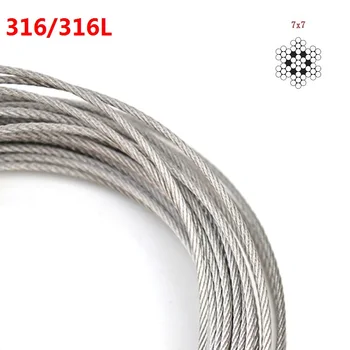 

10Meters Dia.0.8/1.0/1.2/1.5/2.0/2.5/3MM Authentic Marine Seaworthy Grade 316 316L Stainless Steel Wire Rope 7*7 Structure Cable