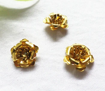 

100pcs/lot 16mm brass Three layers flower filigree wrap findings