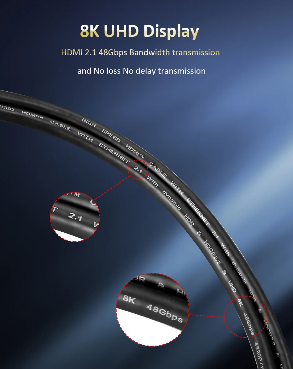2020 Лучшие 8K 48 Гбит/с 2 1 HDMI кабели 4K кабель eARC Кабель UHD динамический HDR для Samsung QLED