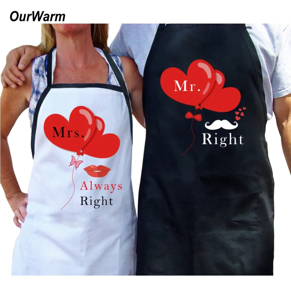 OurWarm 2pcs of Pack Kitchen Apron Women Kitchen Cooking Apron Gifts