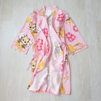 Bathrobe Female Cotton Dressing Gowns for Women Knitted Cotton Bathrobes for Women Cotton Floral Kimono Robe 2018 Fox Bath Robes