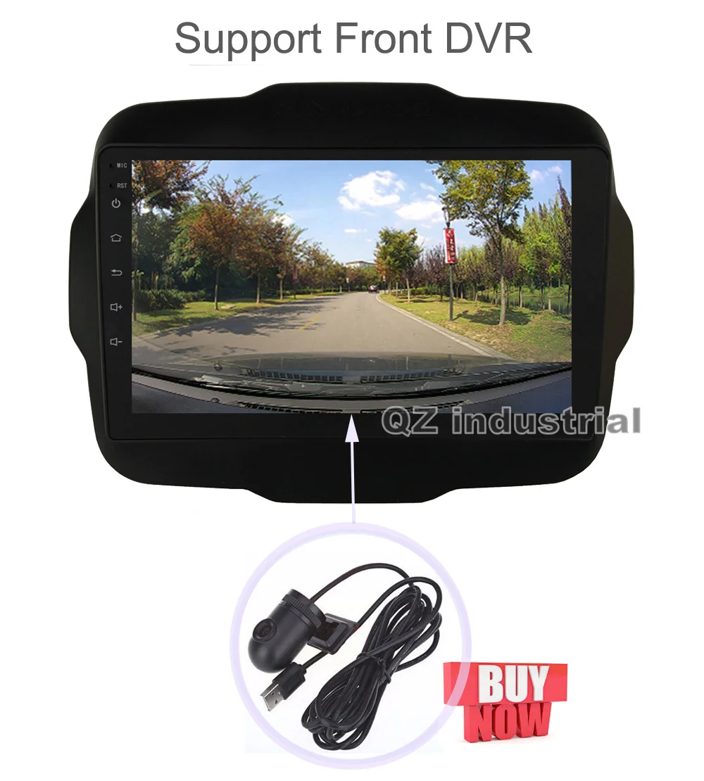 Discount QZ industrial HD 9" IPS 2.5D Android 8.1 T3 for JEEP RENEGADE Car DVD player with Canbus Radio Navi 3G 4G GPS WIFI BT RDS Map 16