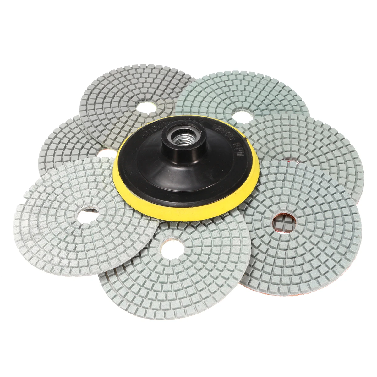 

New 8Pcs 4 inch Diamond Polishing Pads Grit 50-3000# Wet/Dry M14 Granite Concrete Marble Sanding Disc Set