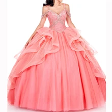 Отличное vestidos pars quinceagneras vertidos de 15 anos на бретельках с кристаллами и бисером многослойные vestidos de quinceaneras