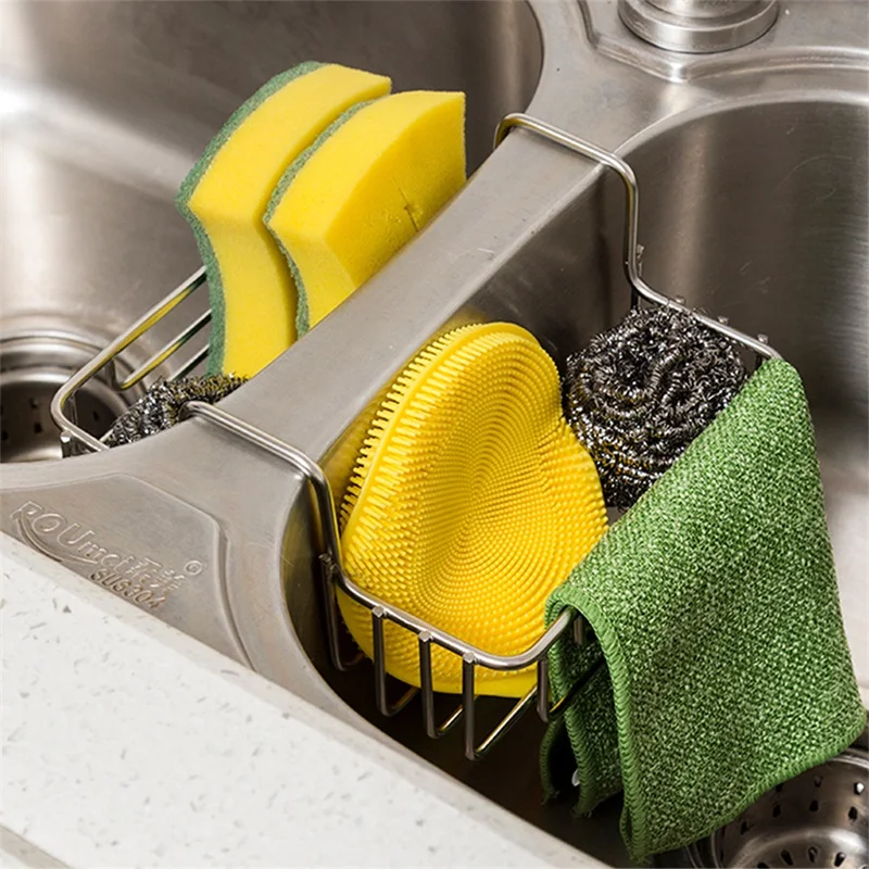 Stainless Steel Double Sink Rack Caddy Hanging Basket Kitchen organizer Storage Sponge Kitchenware for Kitchen Accessoire