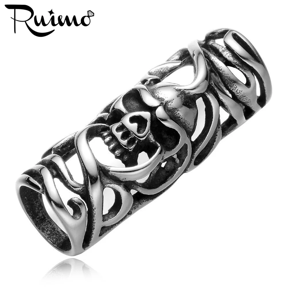 Бусины RUIMO из нержавеющей стали в форме черепа 8 мм бусины с большим отверстием