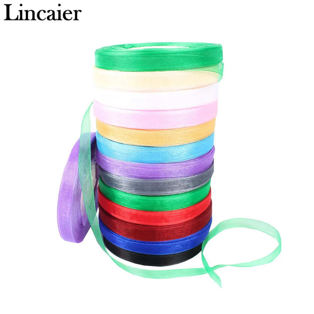 

Lincaier 10mm 50 yards Organza Ribbon Wedding Decorations Gift Wrapping DIY Craft Favor Birthday Party Supplies Christmas Bags
