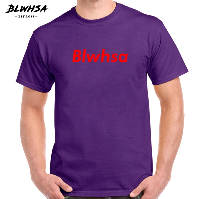 BLWHSA XS-XXL Casual T Shirt Mens Short Sleeve O-neck Blwhsa Letters Printed 100% Cotton for Men Brand Hip Hop Tee&amptop | Мужская