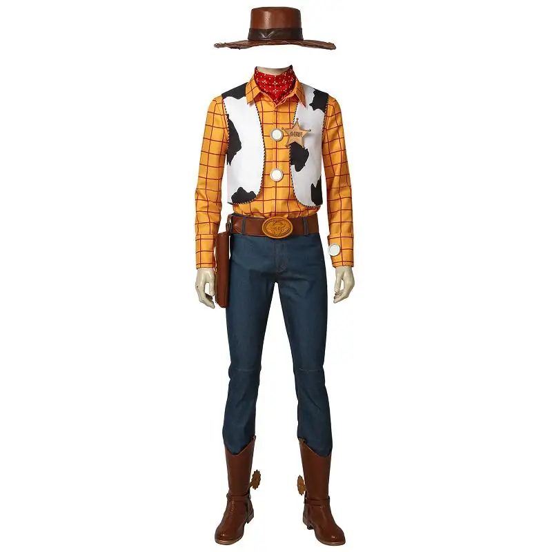 

Toy Story Costume Woody Cowboy Mascot Cosplay Uniform Vest Outfit Adult Men Halloween Party Full Set With Shoes Custom Made