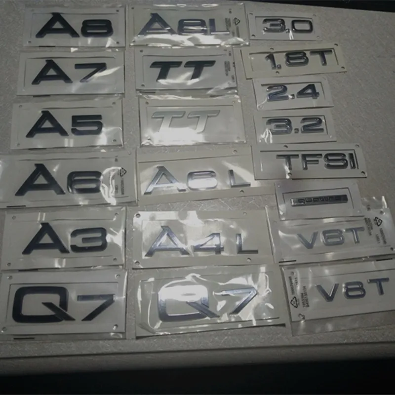 

2 Colors Audi Sticker Car Modle Decal Trunk Badge A1 A3 A4 A5A6 A7 A8 Q3 Q5 Q7 TT Letter Mark Rear Logo Emblem