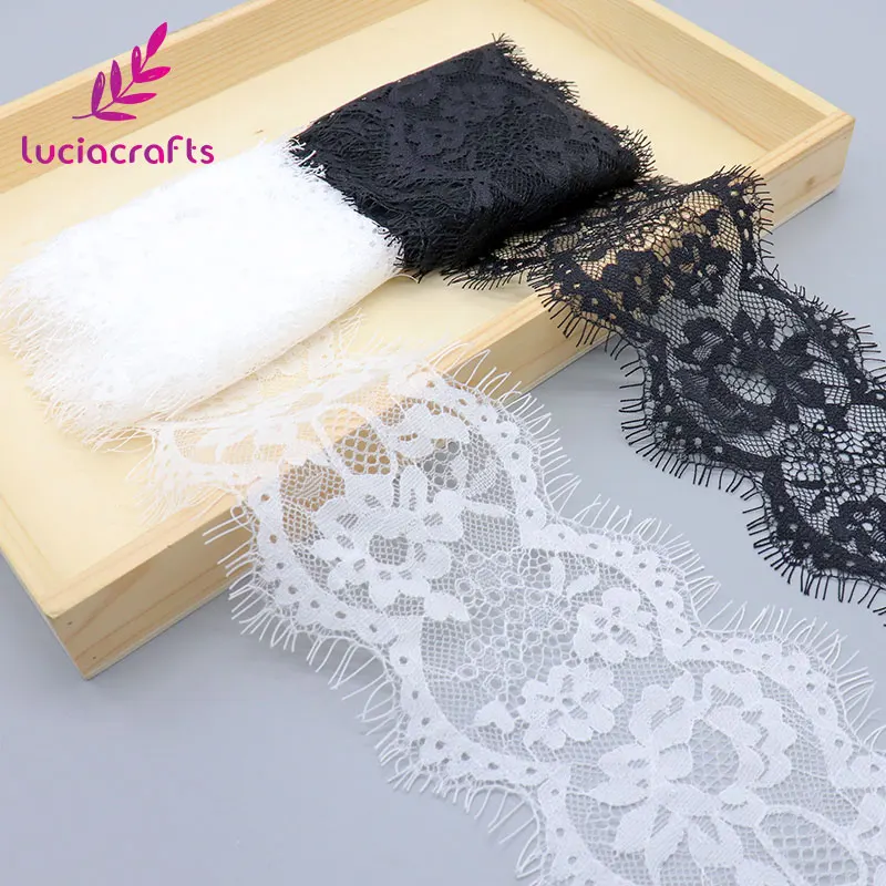

Lucia crafts 3yards/lot White/Black Lace Ribbon Tape 10CM Lace Trim DIY Embroidered For Sewing Garment Decoration R0102