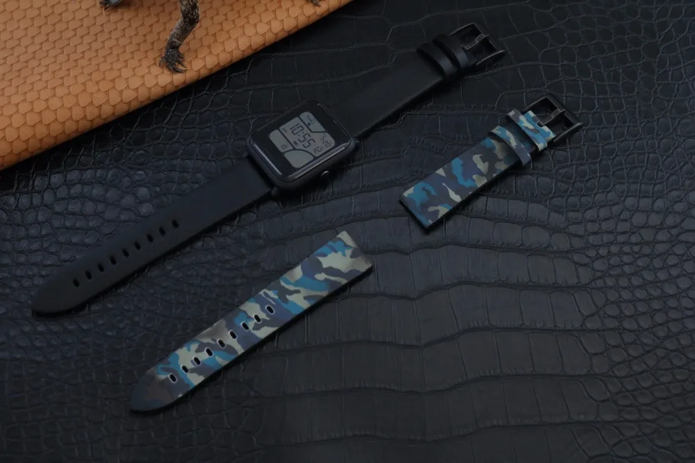 Кожаный браслет AMAZFEEL 20 мм для оригинальных умных часов Xiaomi Huami Amazfit Bip BIT PACE фитнес