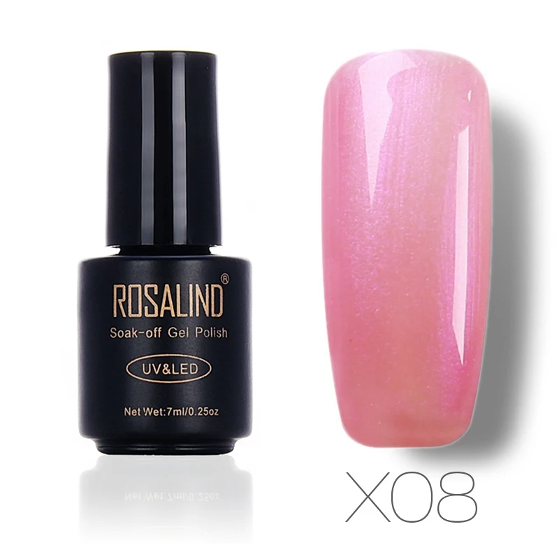 X08 ROSALIND гель 1S 7 мл жемчужный УФ-гель для ногтей чистый цвет УФ-лак для ногтей замочить от Led Профессиональный стойкий гель - Цвет: X08