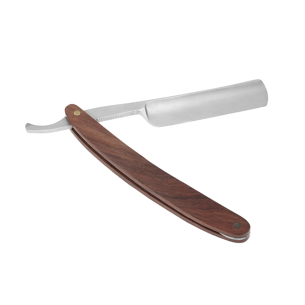 Folding Shaving Razor Wooden Handle Stainless Steel Blade Men's Straight Razor Edge Shaver