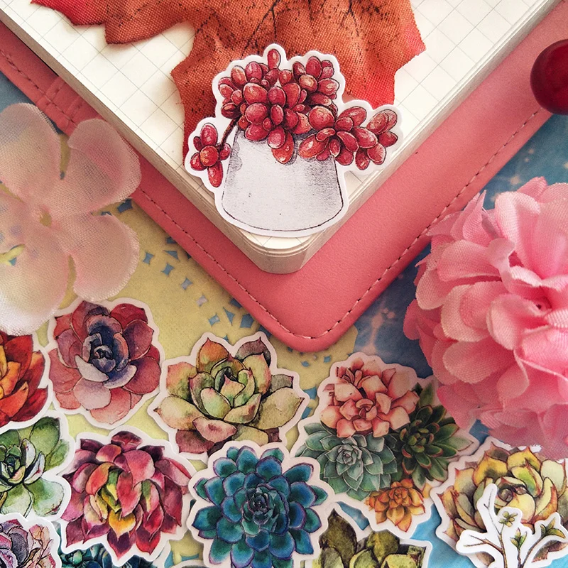 

3D Succulent Plants Stickers Children DIY Scrapbooking Album Journal Crafts Decorative Stickers Package DIY Photo Albums
