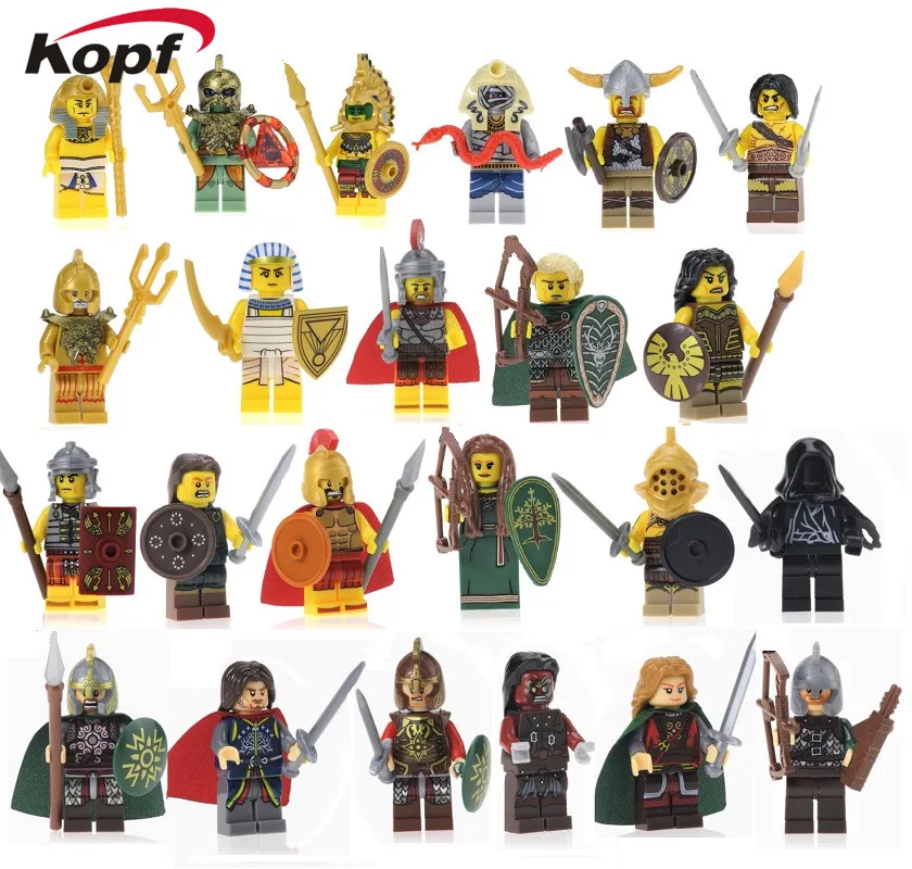

Lord of the Rings Egyptian Warrior Medieval Gladiatus Hero of Sparta Eomer Aragorn Theoden Uruk-Hais Building Blocks Kids Toys