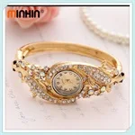 MINHIN милый цветочный дизайн кружевной браслет золотого цвета повседневные часы свадебное платье кварцевые часы высокого качества часы дружбы