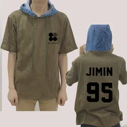 Nuevo Concierto de Kpop Bts con Camiseta de Manga Corta Mezclilla con Capucha Hombre Y Mujer Camiseta de Parejas de Verano Marea de la Calle Nuevo Concierto de Kpop Bts con Camiseta de Manga Corta Mezclilla con Capucha Hombre Y Mujer Camiseta de Parejas de Verano Marea de la Calle