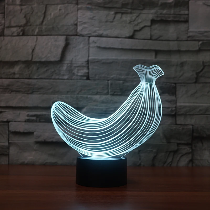 Cute 3D Banana Visual LED Night Light Remote Touch Switch USB 7 Color
