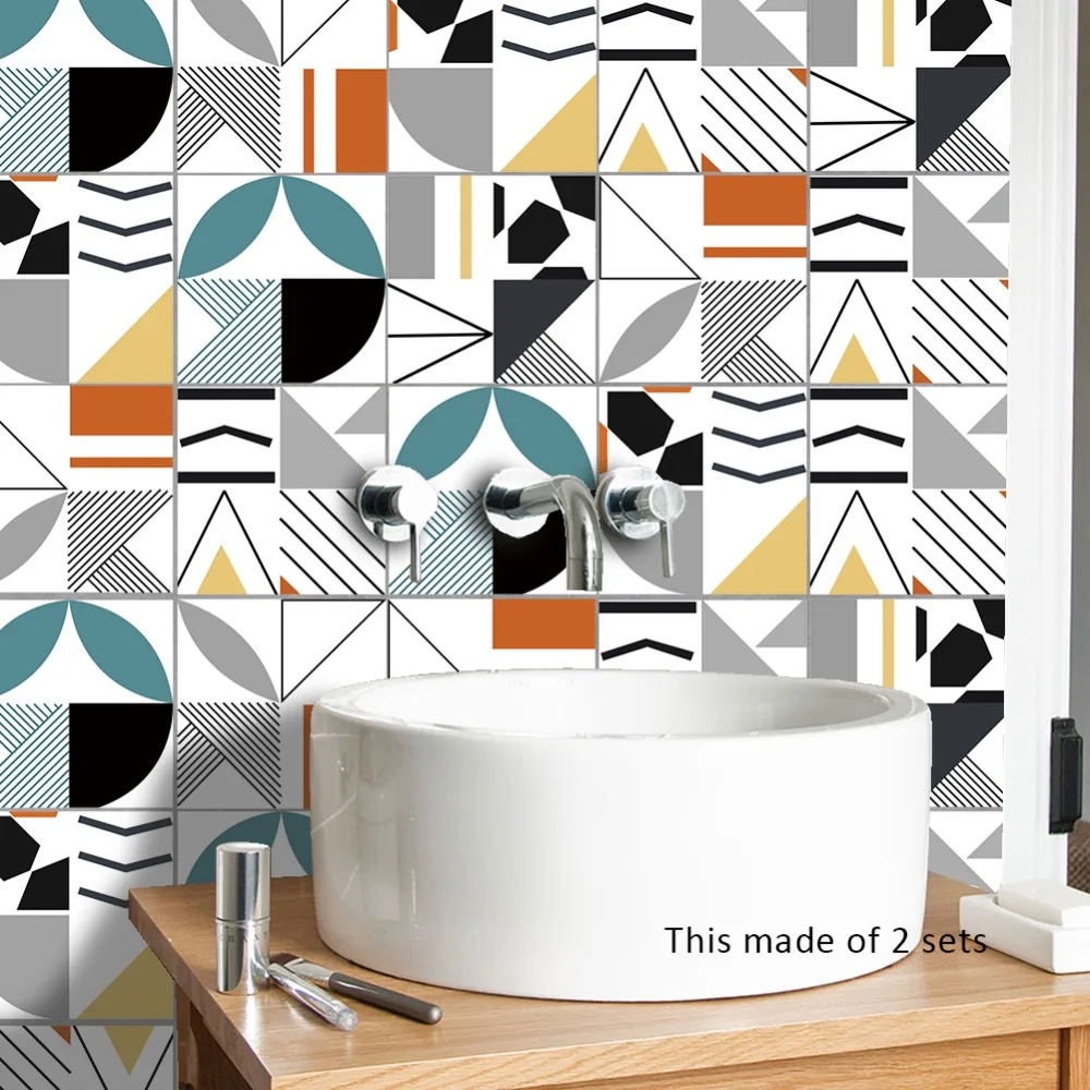 Funlife плитка наклейка Геометрическая абстрактная Водонепроницаемая самоклеющаяся легко моющаяся Настенная Наклейка Настенная художественная мебель кухонные обои