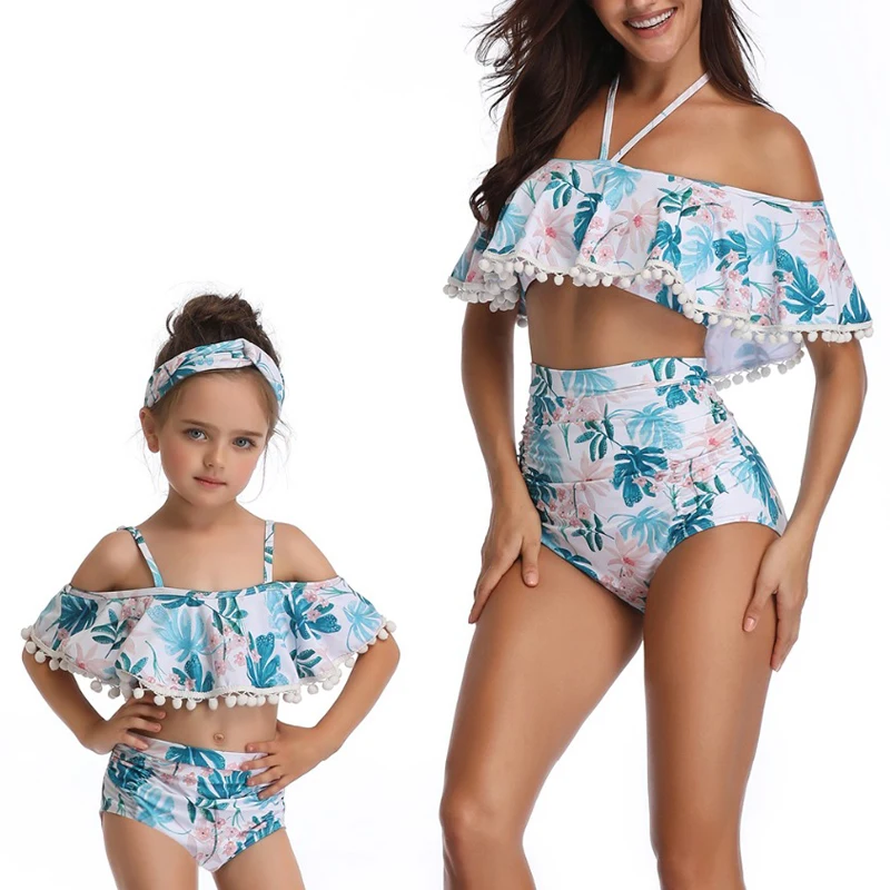 

Matching Family Bathing Suits Mother Girl Bikini Swimsuit For Mom and Daughter Swimsuits Female Children Baby Kid Beach Swimwear