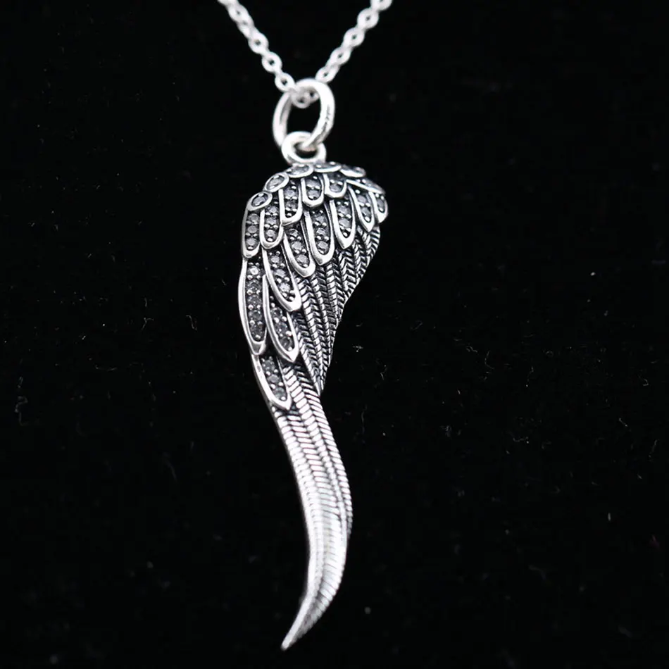 

New 925 Sterling Silver Necklace Eagle Wings With Clear Cubic Zirconia Pendant Necklaces For Women Wedding Gift Fine Jewelry