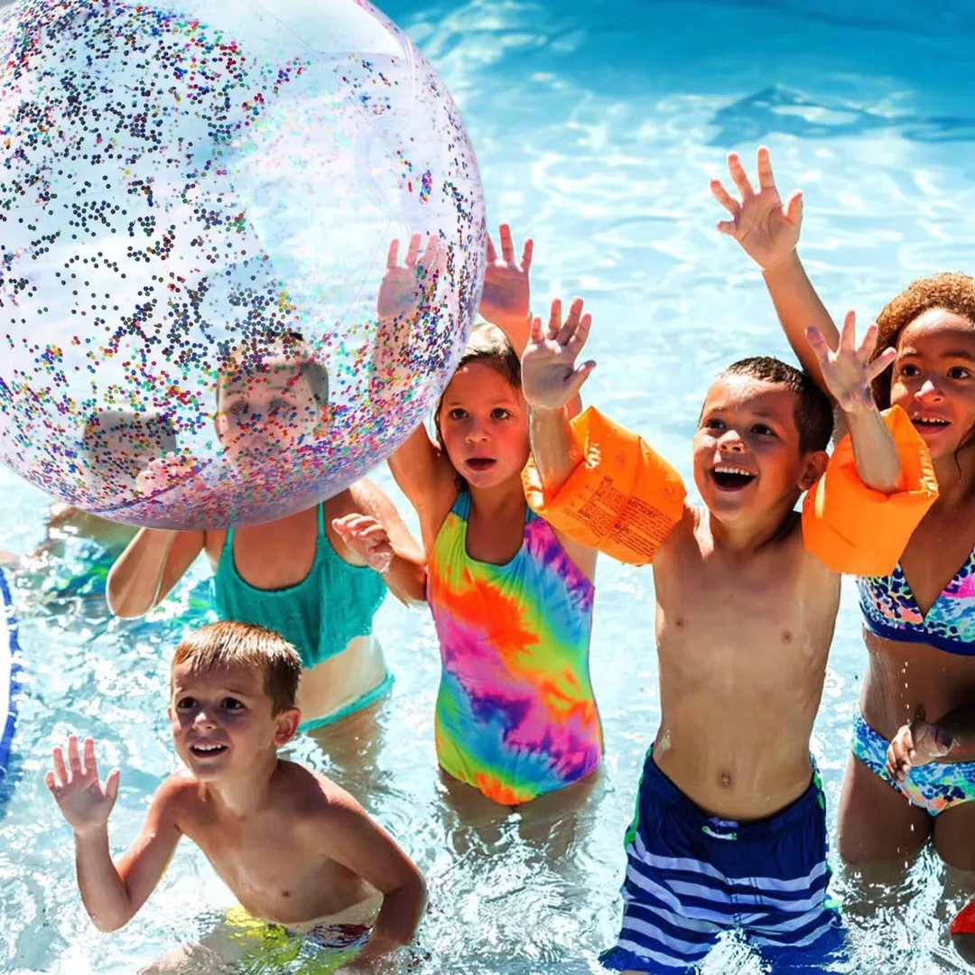 

2019 New Glittering Transparent Beach Ball Toy for Kids Pool Play Ball Inflatable Ball Photo Props Party Toys Adult Gift