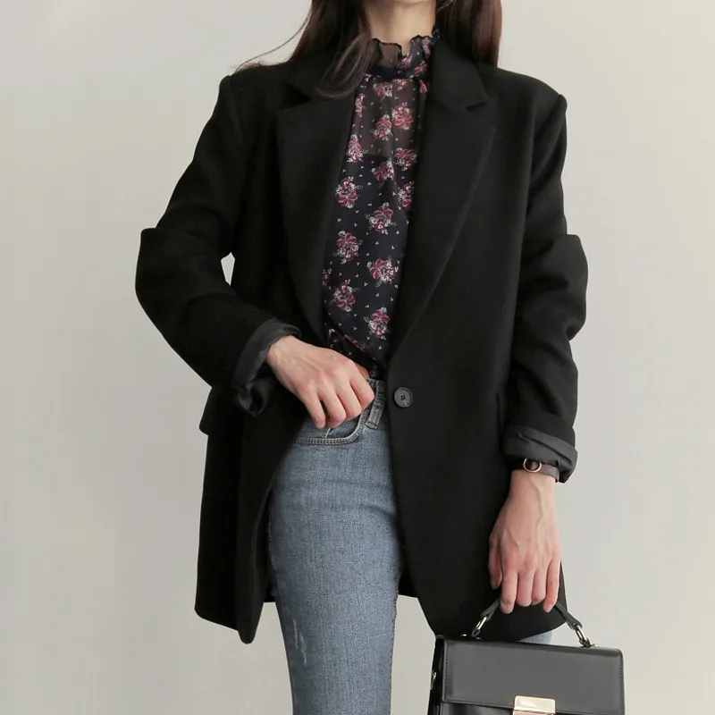 Женская куртка Осень 2019 женские пальто куртка в Корейском стиле для женщин однотонные серые женские куртки OL офисные женские пальто с