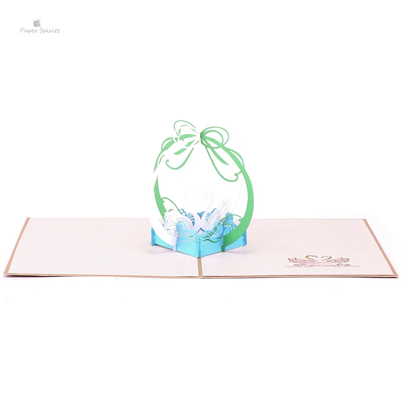 PAPER SPIRITZ Swan 3D laser Paper Pop Up Card With Blank Envelope Invitations Greeting Cards Gift Thanks You Happy Invitation