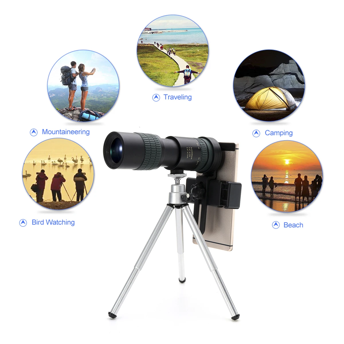 Из Металла BAK4 HD зум-объектив Монокуляр телескоп + штатив зажим для samsung для iPhone для Xiaomi Отдых Путешествия Водонепроницаемый телефон объектив