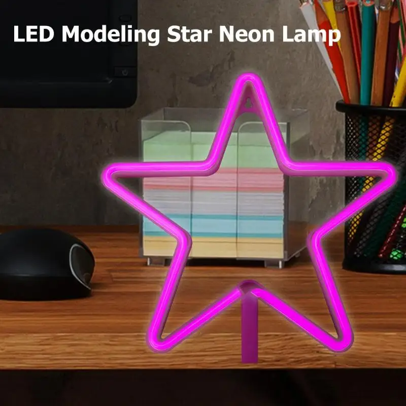 

Fashion Colorful Rainbow Led Neon Star Lamp Holiday Xmas Party Wedding Decorations Kids Room Night Lamp Home Wall Decor