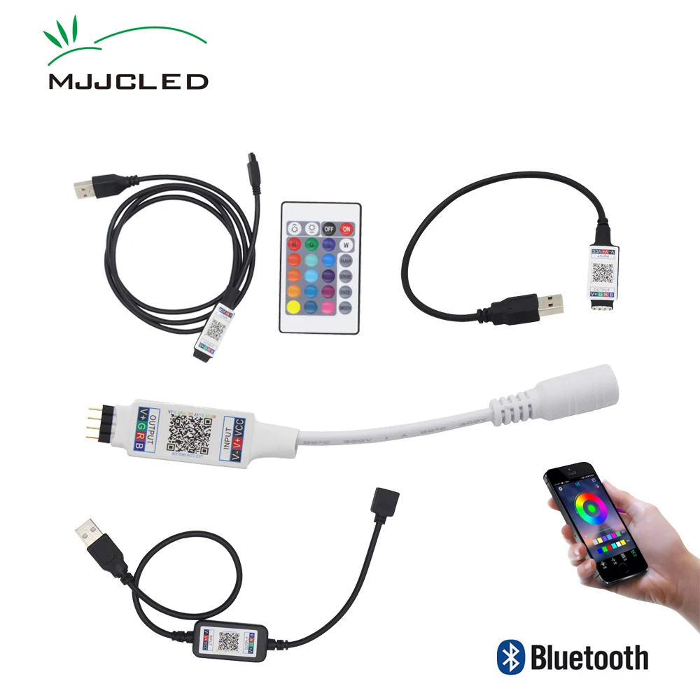 Bluetooth светодиодный контроллер USB RGB 5 в 12 В 24 В DC мини приложение умный музыкальный контроллер IOS Android телефон беспроводной ИК 24 ключ контроллер