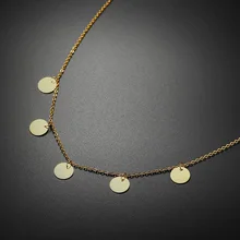 Элегантные маленькие расшитые блестками круглые подвески золотого цвета из нержавеющей стали, ювелирные изделия, короткие цепочки, ожерелья на ключицы для женщин, чокер