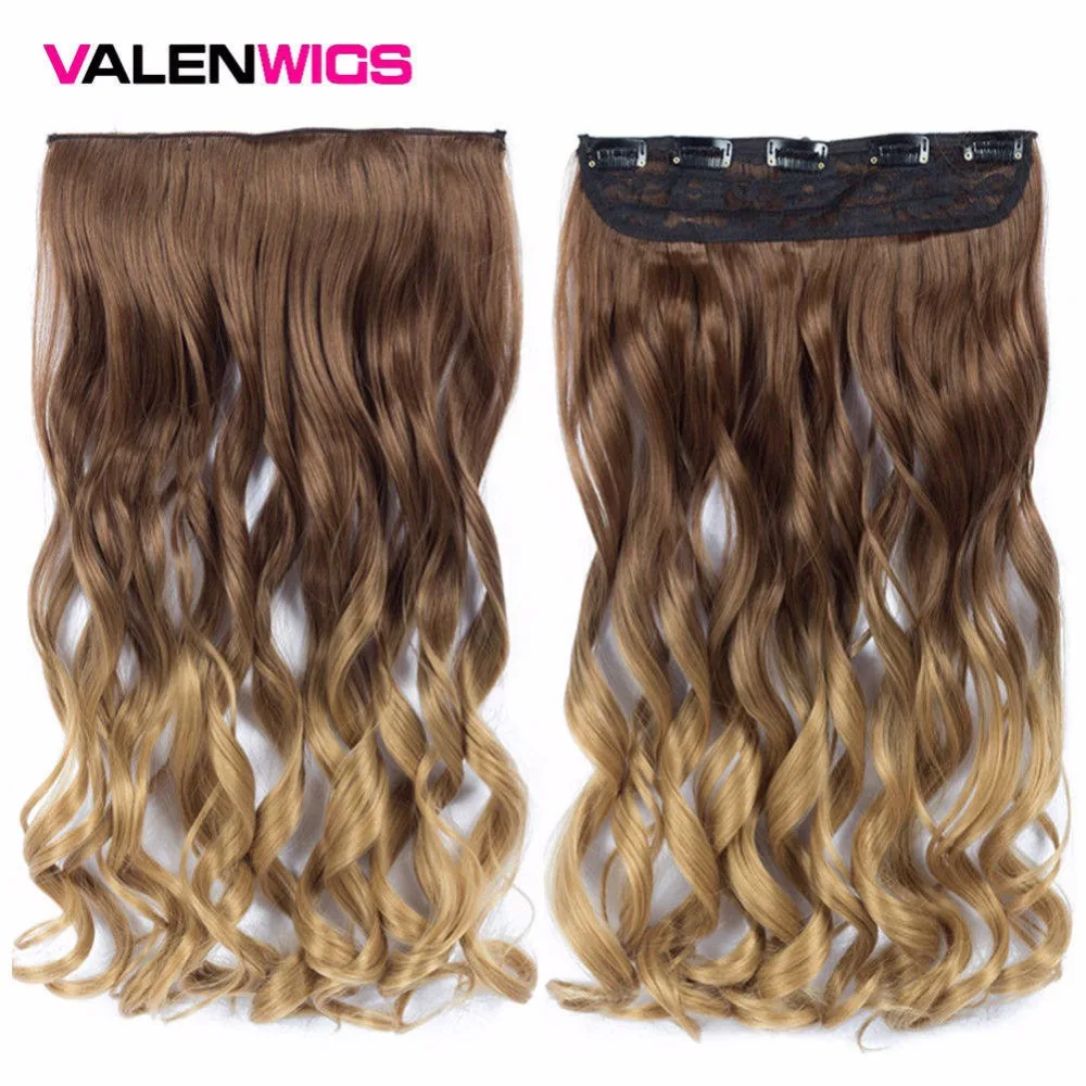 Valenwigs 22 &quot5 зажимов в одной части синтетические волосы черный коричневый цвет