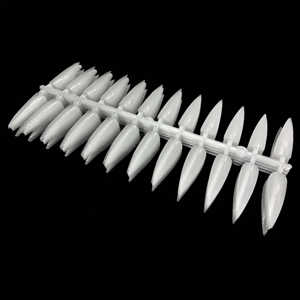 

50Pcs Clear Stiletto False Nails Long Pointed Sharp Fake Nail Tips Display Color Card UV Gel Sticker Decoration Practice Tools